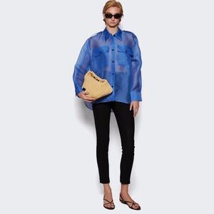 KHAITE Missa Shirt Blue Iris Silk-Organza Size 6 Oversized